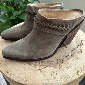 Women's Taupe /grey Suede Wedge Mules- Sam Edelman